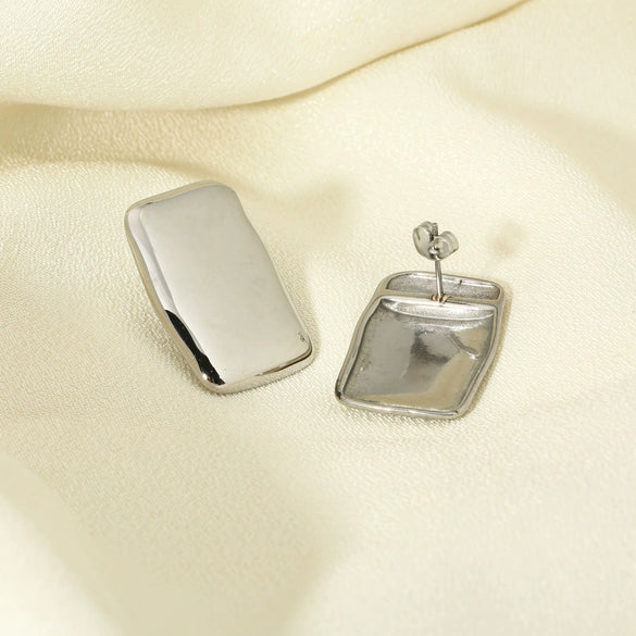 Wholesale Women's Geometric Stainless Steel Polished Rectangular Earrings
