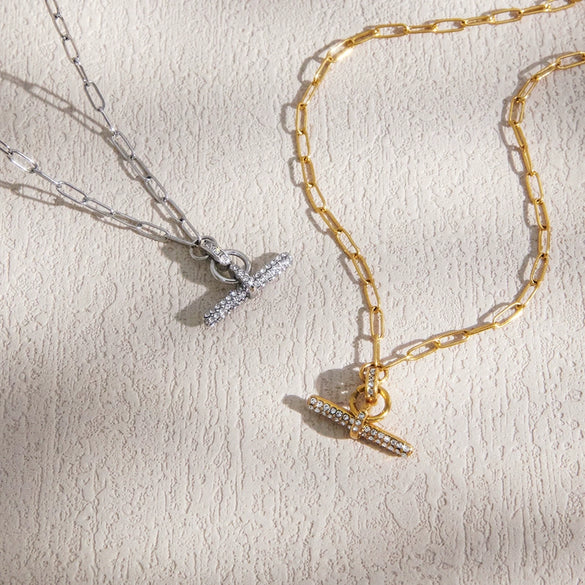 Wholesale Women's Geometric Stainless Steel Pvd Furnace Vacuum Real Gold Plated Necklace Pendant