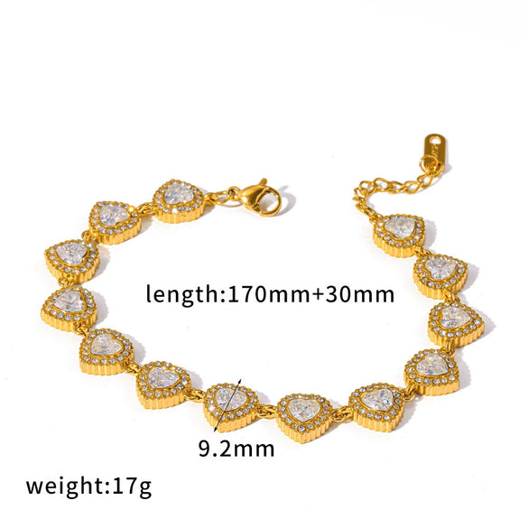 Wholesale Women's Geometric Stainless Steel Real Gold Plated Bracelet With Diamonds
