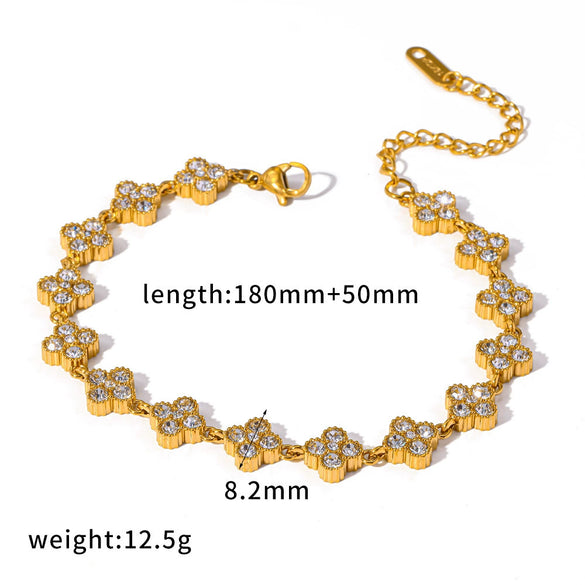 Wholesale Women's Geometric Stainless Steel Real Gold Plated Bracelet With Diamonds