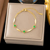 Wholesale Women's Geometric Stainless Steel Real Gold Plated Bracelet With Four Leaf Clover Pendant