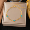 Wholesale Women's Geometric Stainless Steel Real Gold Plated Bracelet With Four Leaf Clover Pendant
