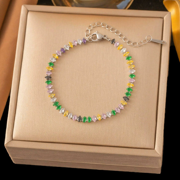 Wholesale Women's Geometric Stainless Steel Real Gold Plated Bracelet With Four Leaf Clover Pendant