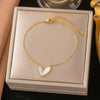 Wholesale Women's Geometric Stainless Steel Real Gold Plated Bracelet With Four Leaf Clover Pendant