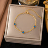 Wholesale Women's Geometric Stainless Steel Real Gold Plated Bracelet With Four Leaf Clover Pendant