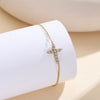 Wholesale Women's Geometric Stainless Steel Real Gold Plated Bracelet With Zirconium Inlaid Cross