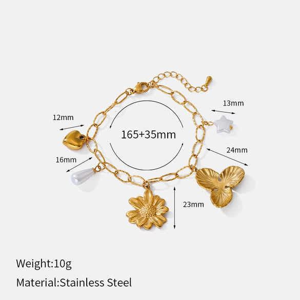 Wholesale Women's Geometric Stainless Steel Real Gold Plated Bracelet