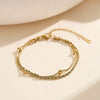 Wholesale Women's Geometric Stainless Steel Real Gold Plated Doublelayer Bracelet Jewelry