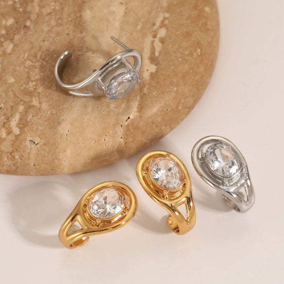 Wholesale Women's Geometric Stainless Steel Real Gold Plated Earrings