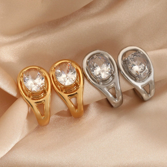 Wholesale Women's Geometric Stainless Steel Real Gold Plated Earrings