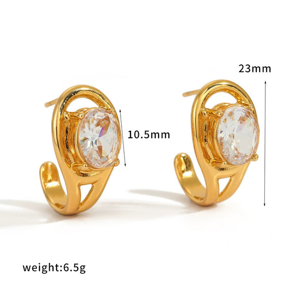 Wholesale Women's Geometric Stainless Steel Real Gold Plated Earrings