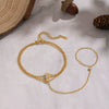 Wholesale Women's Geometric Stainless Steel Real Gold Plated Interlocking Bracelet Light Luxury Highend Jewelry