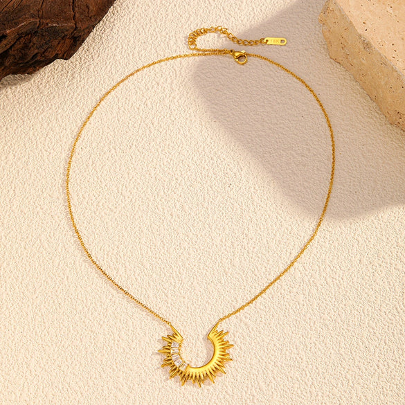 Wholesale Women's Geometric Stainless Steel Real Gold Plated Minimalist Necklace