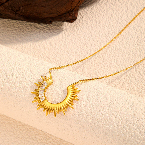 Wholesale Women's Geometric Stainless Steel Real Gold Plated Minimalist Necklace