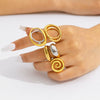 Wholesale Women's Geometric Stainless Steel Ring Electroplated 18K Gold Ins Style