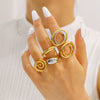 Wholesale Women's Geometric Stainless Steel Ring Electroplated 18K Gold Ins Style