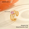 Wholesale Women's Geometric Stainless Steel Ring Electroplated With Real Gold Inlaid With Zircon Light Luxury Hand Jewelry