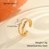 Wholesale Women's Geometric Stainless Steel Ring Electroplated With Real Gold Inlaid With Zircon Light Luxury Hand Jewelry