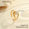Wholesale Women's Geometric Stainless Steel Ring Electroplated With Real Gold Inlaid With Zircon Light Luxury Hand Jewelry