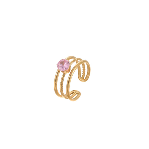 Wholesale Women's Geometric Stainless Steel Ring Electroplated With Real Gold Inlaid With Zircon Light Luxury Hand Jewelry