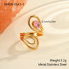 Wholesale Women's Geometric Stainless Steel Ring Electroplated With Real Gold Inlaid With Zircon Light Luxury Hand Jewelry