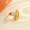 Wholesale Women's Geometric Stainless Steel Ring Electroplated With Real Gold Inlaid With Zircon Light Luxury Hand Jewelry
