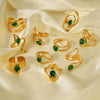 Wholesale Women's Geometric Stainless Steel Ring Set With Green Zirconia Light Luxury And Highend Jewelry