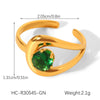 Wholesale Women's Geometric Stainless Steel Ring Set With Green Zirconia Light Luxury And Highend Jewelry