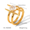 Wholesale Women's Geometric Stainless Steel Ring Set With Zirconia
