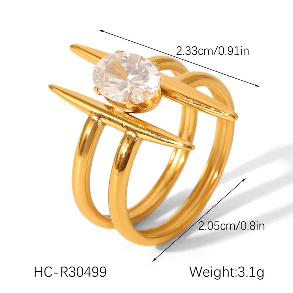 Wholesale Women's Geometric Stainless Steel Ring Set With Zirconia