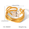 Wholesale Women's Geometric Stainless Steel Ring Set With Zirconia