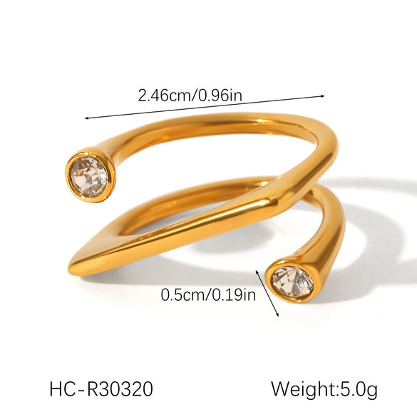 Wholesale Women's Geometric Stainless Steel Ring Set With Zirconia