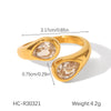 Wholesale Women's Geometric Stainless Steel Ring Set With Zirconia