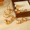 Wholesale Women's Geometric Stainless Steel Ring Set With Zirconia