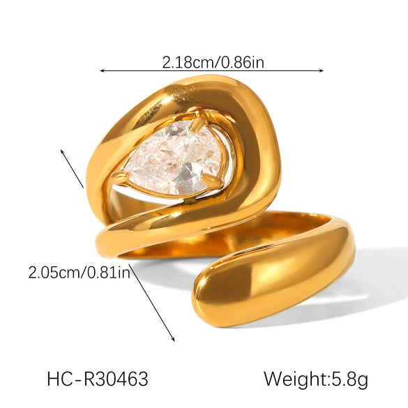 Wholesale Women's Geometric Stainless Steel Ring Set With Zirconia