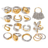 Wholesale Women's Geometric Stainless Steel Ring With Gold And Silver Color Matching Round Diamond And Electroplating Treatment