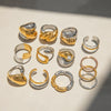 Wholesale Women's Geometric Stainless Steel Ring With Gold And Silver Color Matching Round Diamond And Electroplating Treatment