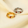 Wholesale Women's Geometric Stainless Steel Ring With Heart And Star Pattern 18K Gold Plated Highend Jewelry