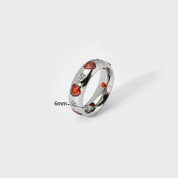 Wholesale Women's Geometric Stainless Steel Ring With Heart And Star Pattern 18K Gold Plated Highend Jewelry