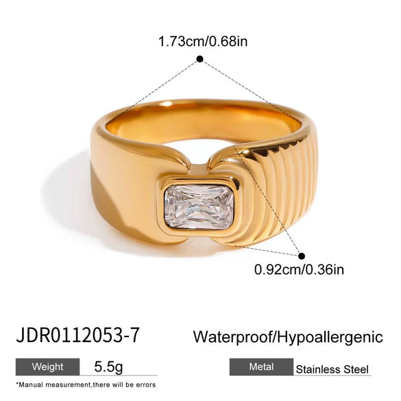 Wholesale Women's Geometric Stainless Steel Ring With 18K Gold Electroplated Titanium Steel French Retro Style