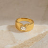 Wholesale Women's Geometric Stainless Steel Ring With 18K Gold Electroplated Titanium Steel French Retro Style