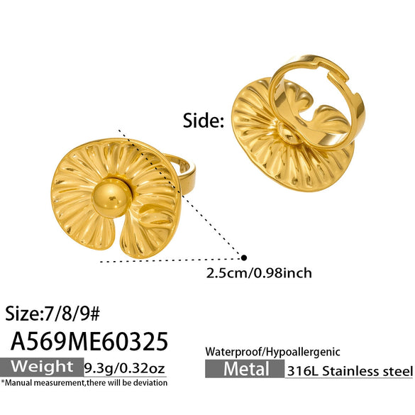 Wholesale Women's Geometric Stainless Steel Ring With 18K Gold Plating Light Luxury Statement Jewelry