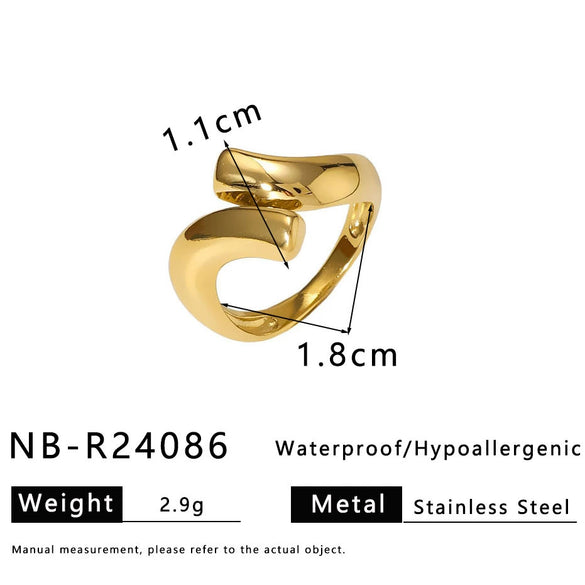 Wholesale Women's Geometric Stainless Steel Ring With Line Rope Knot Texture And Electroplating Processing