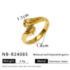 Wholesale Women's Geometric Stainless Steel Ring With Line Rope Knot Texture And Electroplating Processing
