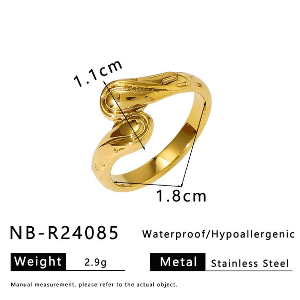Wholesale Women's Geometric Stainless Steel Ring With Line Rope Knot Texture And Electroplating Processing