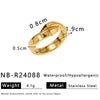 Wholesale Women's Geometric Stainless Steel Ring With Line Rope Knot Texture And Electroplating Processing