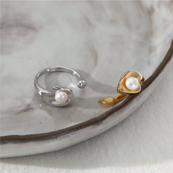 Wholesale Women's Geometric Stainless Steel Ring With Pvd Furnace Vacuum Real Gold Plating Light Luxury Minimalist Style