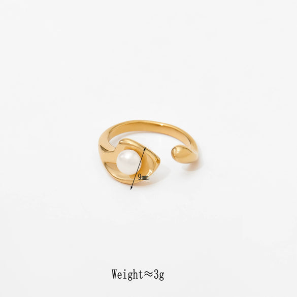 Wholesale Women's Geometric Stainless Steel Ring With Pvd Furnace Vacuum Real Gold Plating Light Luxury Minimalist Style