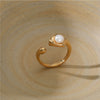Wholesale Women's Geometric Stainless Steel Ring With Pvd Furnace Vacuum Real Gold Plating Light Luxury Minimalist Style