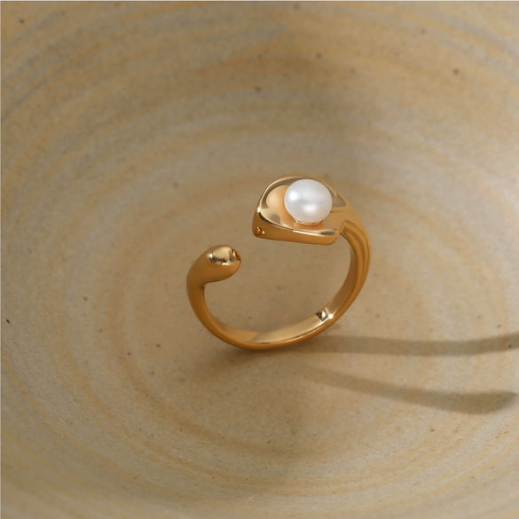 Wholesale Women's Geometric Stainless Steel Ring With Pvd Furnace Vacuum Real Gold Plating Light Luxury Minimalist Style